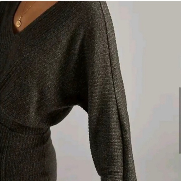 Anthropologie Daily Practice Barre Midi Dress Knit Sweater Dress Carbon SML - Picture 5 of 11